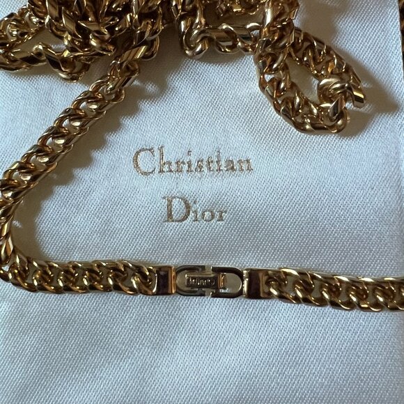 Vintage Christian Dior Gold-Plated Cuban Link Necklace - Picture 3 of 4
